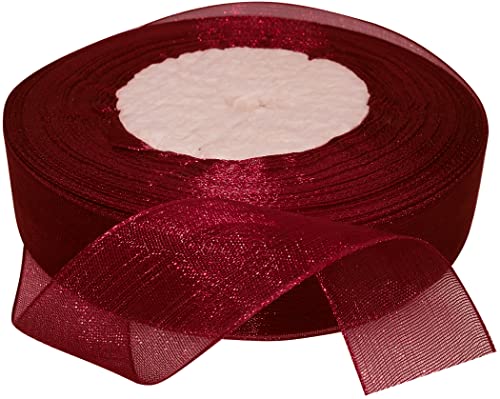 AERZETIX - C63552 - Organzaband organza dekorativ glänzend - 20mmx45m - dunkelrot - kreative projekte nähen kunst verpacken geschenke party geburtstag von AERZETIX