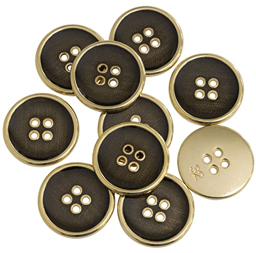 AERZETIX - C65575-10er-Pack runde Knöpfe zum annähen Ø20x1.4 mm 32L L32 mit 4 löchern - farbe: gold/schwarz - aus metall - kurzwaren kleidung nähen mode konfektion stoff nadel von AERZETIX