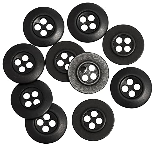 AERZETIX - C65584-10er-Set runde Nähknöpfe Ø15 mm 24L L24 mit 4 löchern - farbe graphit schwarz - aus metall - zur personalisierung von kurzwaren kleidung mode dekoration von AERZETIX