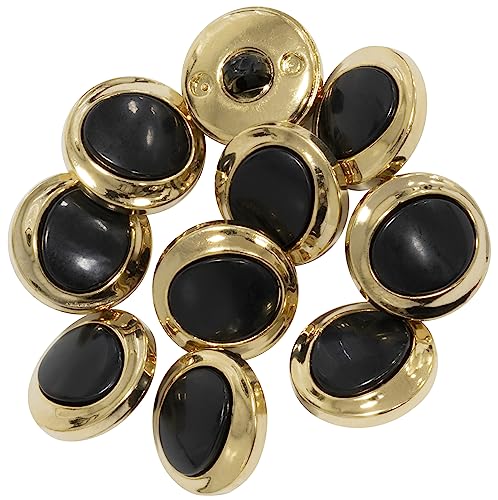 AERZETIX - C65716-10er-Set Nähknöpfe - schaft Ø15x8.8 mm 24L L24 - farbe schwarz, gold - öffnung 2.1 mm - aus kunststoff - knöpfe zum annähen konfektion kurzwaren nähen von AERZETIX