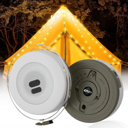 AEUZWR Camping Lichterkette Aufrollbar, 10M Wasserdichte Tragbare Verstaubare Lichterkette Für Den Außenbereich, 2 in 1 Camping Lichterkette, USB Wiederaufladbare, Für Hochzeit, Camping (Warme Farbe) von AEUZWR