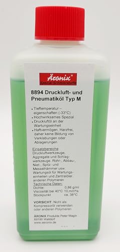 (38€/L) 250ml Äronix ÄROlube Spezial Druckluft Pneumatik Öl mineralisch –33°C ölen Öler Pneumatiköl Druckluftöl für Druckluftwerkzeuge von Äronix