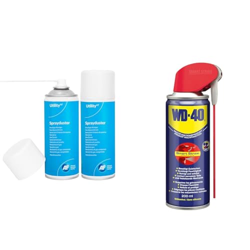 AF Utility Druckluftspray/Druckluftreiniger - Reinigungssprühdose & WD-40 49660 Multifunktionsprodukt Smart Straw 200ml von AF