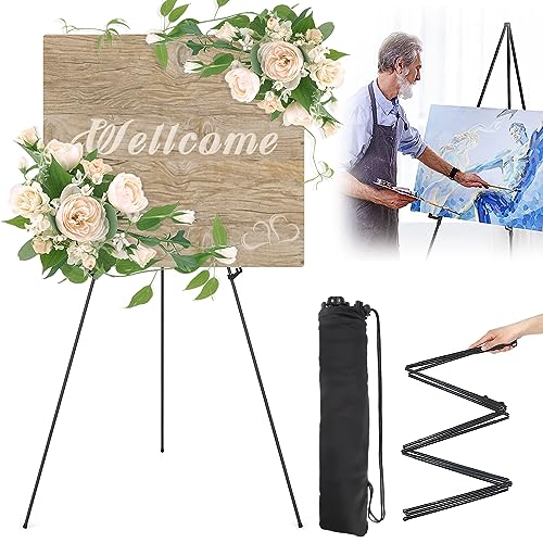 Staffelei Ständer für Hochzeitsschild Poster Leinwand Ständer Schwarz Staffelei Groß 169cm Verstellbares Stativ Leinwand Malerei Display Tragbare Teleskop Künstler Boden Staffeleien von AFAIK