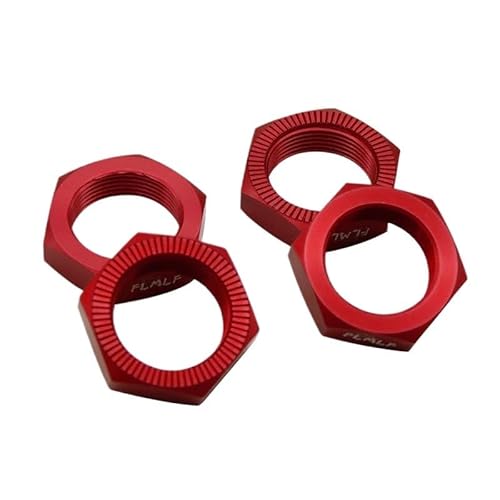 AFCAHEH Upgrade CNC Metal Front Rear Tire Wheel Hub 24mm Nut Kit for 1/5 Rc Car ROFUN ROVAN KM 5B 5T 5SC SS Buggy Truck Parts(Rood) von AFCAHEH