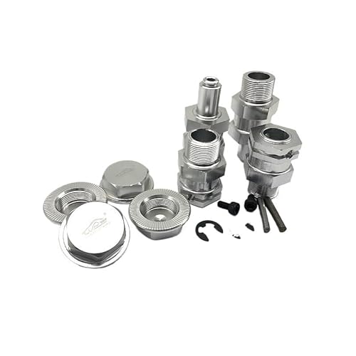 AFCAHEH Upgrade Front Rear Hex Hub Extended Shaft & Wheel Nut Cap Set for 1/5 Rc Car ROFUN ROVAN KM 5B 5T 5SC Buggy Truck Parts(Silver) von AFCAHEH