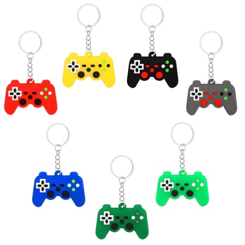 AFCJLTO 7-teiliges Gaming-Schlüsselanhänger-Set für Jungen - Retro-Controller-Design - Tolles Party-Zubehör oder Geschenk - Hängt an Taschen als niedlicher Anhänger für Videospiel-Fans von AFCJLTO