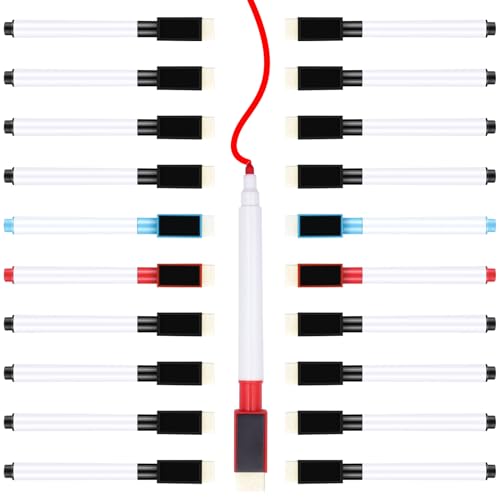 AFEION 20 Stück Whiteboard Marker Magnetisch, 3 in 1 Folienstift Abwischbar, Whiteboard Stifte Trocken Abwischbar Stift Folienstift mit Radierer für Schule Zuhause und Spiel von AFEION