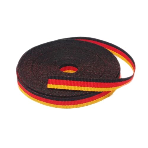 AFEUZHE Deutschland Flagge Nähen Gurtband Schwarz Rot und Gold Schleifenband Dekoband Stoffband (Schwarz Rot und Gold, 10M X 15MM) von AFEUZHE