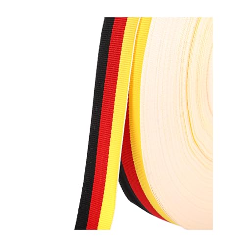 AFEUZHE Deutschland Flagge Nähen Gurtband Schwarz Rot und Gold Schleifenband Dekoband Stoffband (Schwarz Rot und Gold, 10M X 20MM) von AFEUZHE