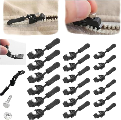 Zipper Repair Kit | Universal Replacement Instant Zipper Fix Sliding Teeth Screw Head with 3 Different Sizes,Fix Zip Puller Zip Slider Replacement Zip Fix (18Pcs) von AFGQIANG