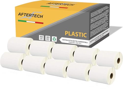 AFTERTECH 10 x 4XLP 4XL 104 x 159 mm Rollen mit wasserdichten Kunststoff-Etiketten, kompatibel (220 Etiketten/Rolle = 2200 insgesamt) für Dymo LabelWriter Etikettendrucker 10 x 4XLPLA von AFTERTECH