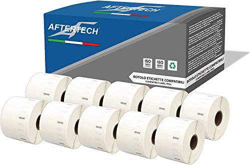 Aftertech 10 x 11354 abnehmbar 57 x 32 mm Rollen mit kompatiblen Klebeetiketten (1000 Etiketten/Rolle = 10000 insgesamt) für Dymo LabelWriter Seiko SLP Etikettiermaschinen 10 x 11354R von AFTERTECH