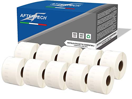 Aftertech 10 x 11356 41 x 89 mm kompatible Etiketten (300 Etiketten/Rolle = 3000 insgesamt) für Dymo LabelWriter Seiko SLP Etikettendrucker S0722560 10 x 11356 von AFTERTECH