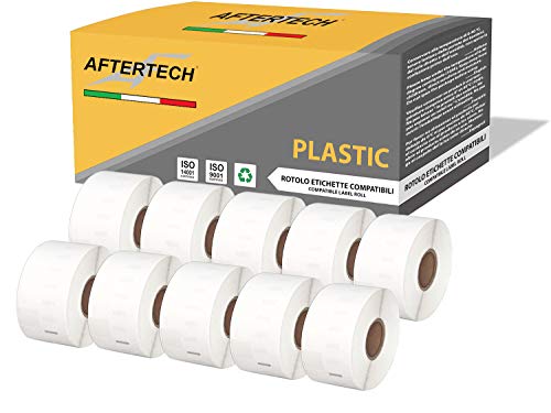 Aftertech 10 x 99012P 36 x 89 mm Rollen wasserdichte Kunststoff-Etiketten kompatibel (260 Etiketten/Rolle = 2600 insgesamt) für Dymo LabelWriter 10 x 99012PLA von AFTERTECH