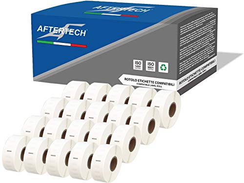 Aftertech 20x 11352 25 x 54 mm Rollen kompatible Klebeetiketten (500 Etiketten/Rolle = 10000 insgesamt) für Dymo LabelWriter Seiko SLP Etikettiermaschinen Drucker S0722520 20x11352 von AFTERTECH