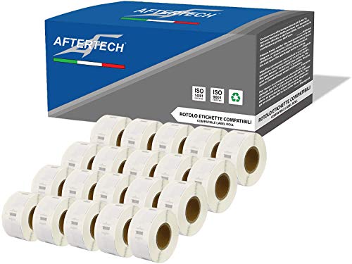 Aftertech 20x 11353 12x24mm kompatible Etikettenrollen (1000 Etiketten/Rolle = 20000 insgesamt) für Dymo LabelWriter Seiko SLP Etikettendrucker S0722530 20x11353 von AFTERTECH