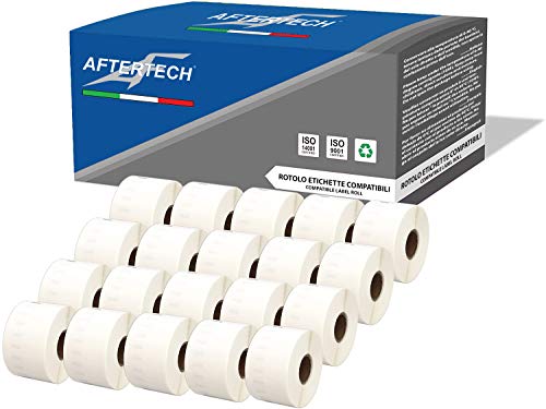 Aftertech 20 x 11356 41 x 89 mm kompatible Etiketten (300 Etiketten/Rolle = 6000 insgesamt) für Dymo LabelWriter Seiko SLP Etikettendrucker S0722560 20 x 11356 von AFTERTECH