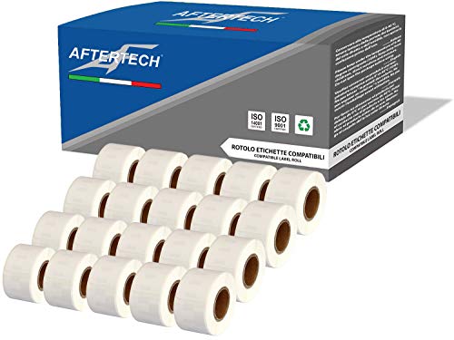 Aftertech 20x 99010 28x89mm Rollen kompatible Klebeetiketten (130 Etiketten/Rolle = 2600 insgesamt) für Dymo LabelWriter Seiko SLP Etikettendrucker S0722370 20x99010 von AFTERTECH