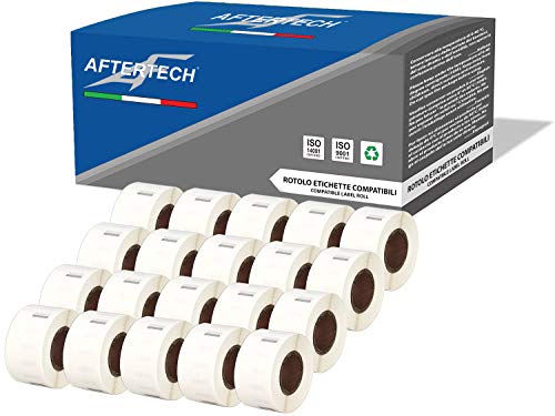 Aftertech 20x 99017 12,5x51mm Rollen kompatible Klebeetiketten (220 Etiketten/Rolle = 4400 insgesamt) für Dymo LabelWriter Seiko SLP Etikettendrucker S0722460 20x99017 von AFTERTECH