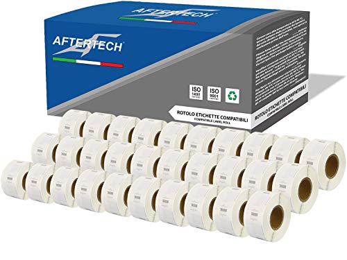 Aftertech 30x 11353 12x24mm kompatible Etikettenrollen (1000 Etiketten/Rolle = 30000 insgesamt) für Dymo LabelWriter Seiko SLP Etikettendrucker S0722530 30x11353 von AFTERTECH