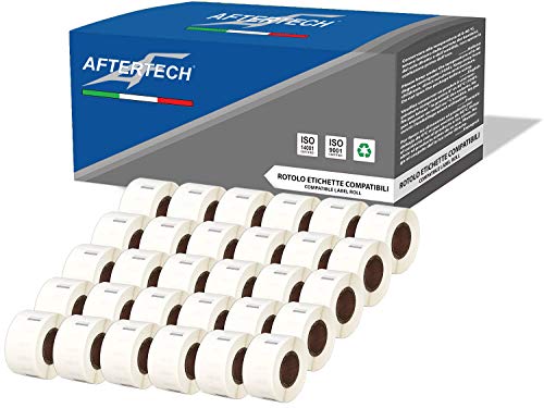 Aftertech 30x 99017 12,5x51mm kompatible Etikettenrollen (220 Etiketten/Rolle = 6600 insgesamt) für Dymo LabelWriter Seiko SLP Etikettendrucker S0722460 30x99017 von AFTERTECH