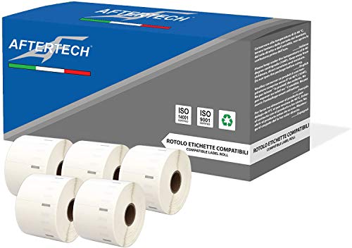 Aftertech 5 x 11354 57 x 32 mm Rollen kompatible Klebeetiketten (1000 Etiketten/Rolle = 5000 insgesamt) für Dymo LabelWriter Seiko SLP Etikettiermaschinen Drucker S0722540 5 x 11354 von AFTERTECH