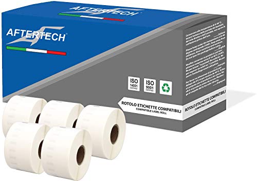 Aftertech 5x 11356 41 x 89 mm Rollen kompatible Klebeetiketten (300 Etiketten/Rolle = 1500 insgesamt) für Dymo LabelWriter Seiko SLP Etikettendrucker S0722560 5x11356 von AFTERTECH