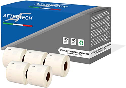 Aftertech 5x 99015 54x70mm Rollen kompatible Klebeetiketten (320 Etiketten/Rolle = 1600 insgesamt) für Dymo LabelWriter Seiko SLP Etikettendrucker S0722440 5x99015 von AFTERTECH