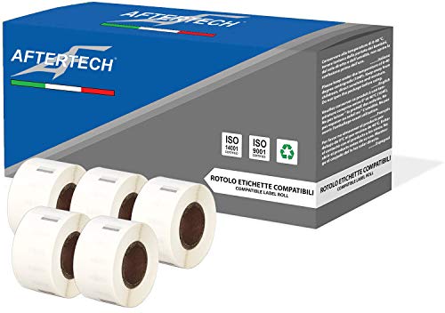 Aftertech 5x 99017 12,5x51mm Rollen kompatible Klebeetiketten (220 Etiketten/Rolle = 1100 insgesamt) für Dymo LabelWriter Seiko SLP Etikettendrucker S0722460 5x99017 von AFTERTECH