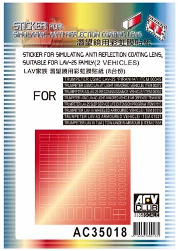 AFV CLUB AFVAC35018-1/35 Aufkleber für Simulating Anti Reflektion Coating Lens von AFV Club