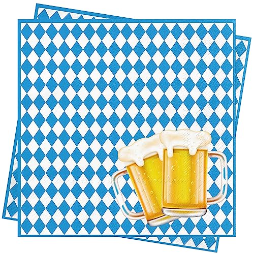 AFYHH Oktoberfest Servietten Bayrisch Oktoberfest Deko 80Stück 33X33cm Blau Weiß Servietten Napkins Seidenpapier Oktoberfest Accessoires von AFYHH