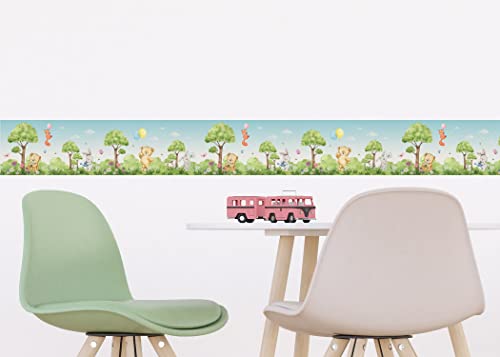 AG Design Bär Selbstklebende Wandbordüre für Kinderzimmer | 9.7 x 500 cm | AWBD 8128-006 von AG Design