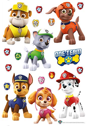 AG Design Paw Patrol Lieblings Charaktere, dekorative Aufkleber für Wände, Möbel und Innenausstattung eines Kinderzimmers, 42,5 x 65 cm, DK 1733, PVC-Folie (Phtalate-Free), Mehrfarbig, 5 cm x 65 cm von AG Design