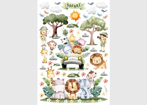 Safari Kinderzimmer Wandstickers, Wandtattoo junge deko von AG Design 42,5 x 65 cm | ADK 1668 von AG Design