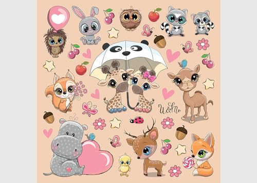 Tiere Kinderzimmer Wandstickers, Wandtattoo junge deko von AG Design 30 x 30 cm | ADKS 3916 von AG Design