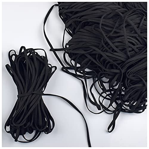 AGBARR Elastisches Seil 5mm Mundmaske Elastische Band String Gesichtsmaske Schwarz Seil Gummiband Band Ohrkabel Runder flachem Ohrhängen DIY. Zubehörteil Seil Elastisch (Color : Black, Size : 30M) von AGBARR