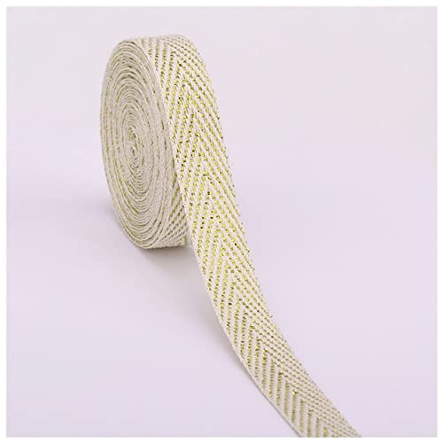 Gurtband Baumwolle 10 Meter Umweltfreundliche Baumwolle Webtipps 10-60mm Hohe Hartnäckigkeit Gürtelbeutel Label Ribbon Nähbandbindung DIY. Handwerk Zubehör Leinwandrolle (Size : 10mm beige gold) von AGBARR