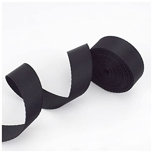 Gurtband Baumwolle 8 Meter 0,7 mm dicke Polyester-Nylon-Webebings-Riemen-Bänder Knapsack-Rucksack-Gürtel-Etikettenbänder BIAS-Bindung DIY. Nähendes Handwerk. Leinwandrolle ( Color : Black , Size : 38m von AGBARR