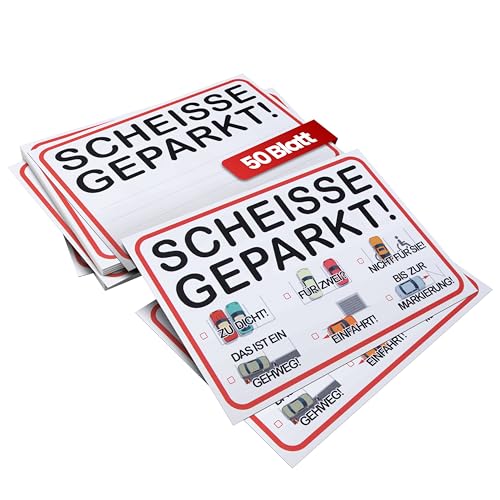 Knöllchen scheisse geparkt! Humoristischer Strafzettel für Falschparker | DIN A6 (14,8 x 10,5 cm) 50 Blatt | Notizzettel für die Auto-Windschutzscheibe von AGEX