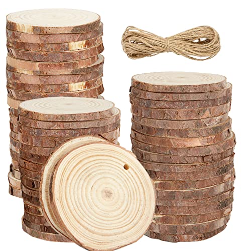 Natürliche Holzscheiben, Kreis, Holzscheiben, unlackiert, rund, für Kunst, Handwerk, Wanddekoration, unlackierte natürliche Holzscheiben zum Basteln von AGHGTG