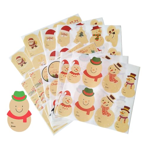 104PCS Weihnachtsaufkleber Etiketten Selbstklebende Verpackungsetiketten Weihnachtsnamensetiketten Für Geschenketui Karte Süßigkeitentüte von AGONEIR