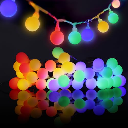 AGOTD 40 LED Lichterkette Kugel, 5M Lichterkette Batteriebetrieben Lichterketten Wasserdicht, Ideal Deko für Zimmer, Balkon, Weihnachten, Party, Garten (Bunt) von AGOTD