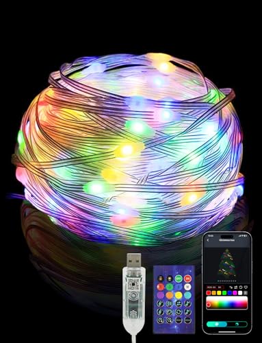 AGOTD Lichterkette 10m 100LED RGB, Stromversorgung über USB, APP-Steuerung/Fernbedienung, Musik Sync, WLAN/Bluetooth-USB Lichterkette für Garten Hochzeit Halloween Weihnachten Balkone Party von AGOTD