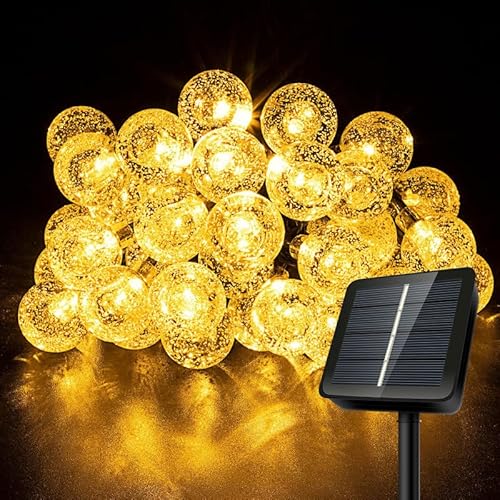 AGOTD Solar Lichterkette Außen, 6M 40LED Lichterkette Aussen 8 Modi Kristall Kugeln Lichterkette Wasserdicht Outdoor Deko Lichterkette für Garten, Balkon, Terrasse, Hochzeit, Partys (Warmweiß) von AGOTD