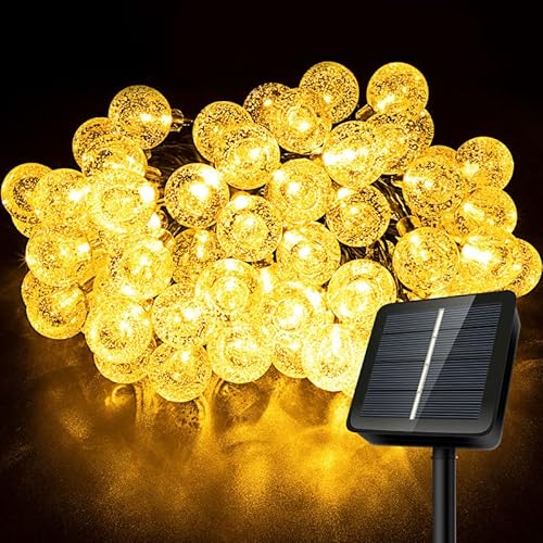 AGOTD Solar Lichterkette Außen, 80LED Lichterkette Aussen 14M 8 Modi Kristall Kugeln Lichterketten IP65 Wasserdicht Outdoor Deko für Garten, Balkon, Terrasse, Hochzeit, Partys (Warmweiß) von AGOTD