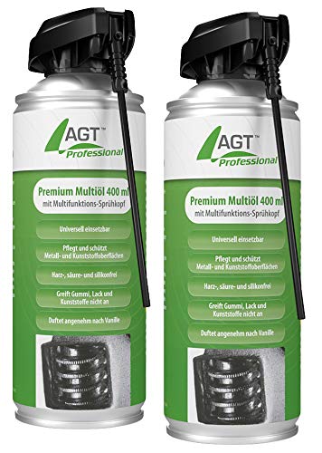 AGT Professional Öl: Premium-Multiöl mit Multifunktions-Sprühkopf, 2x 400 ml (Multifunktionsöl, WD-40-artiges Spray, Reinigung) von AGT Professional