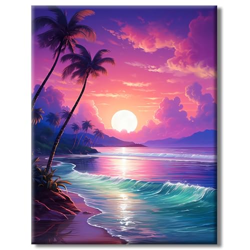 AGYOYGA Malen nach Zahlen Erwachsene Sonnenuntergang, DIY Handgemalt Ölgemälde Kit, Paint by Numbers Adult Bastelset für Geburtstag Geschenk und Home Deko - 40x50cm von AGYOYGA