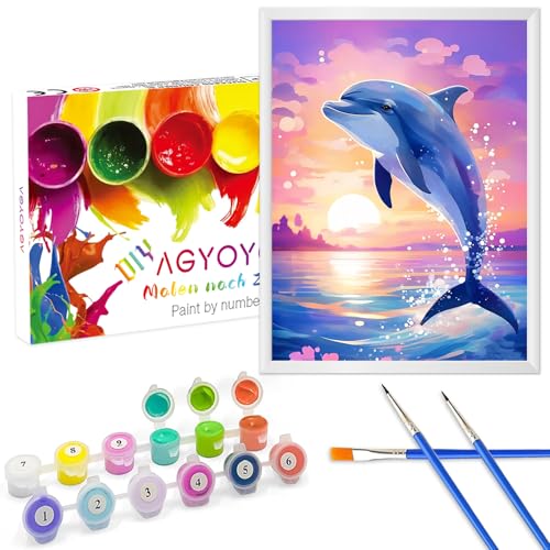 AGYOYGA Malen nach Zahlen ab 6 7 8 9 10 Jahre Mädchen, DIY Geschenk Mit Rahmen Bastelset - Paint by Numbers Kinder - Pinseln und Acrylfarbe Geschenkbox von AGYOYGA