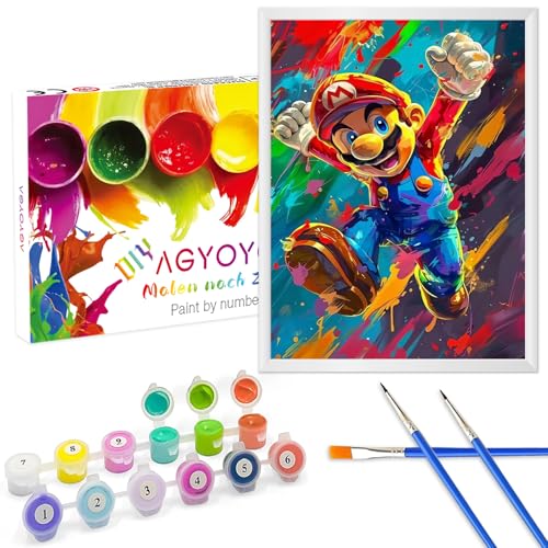 AGYOYGA Malen nach Zahlen ab 7 8 9 10 11 12 Jahre Mädchen und Jungen, DIY Geschenk Mit Rahmen Bastelset - Paint by Numbers Kinder - Pinseln und Acrylfarbe Geschenkbox von AGYOYGA